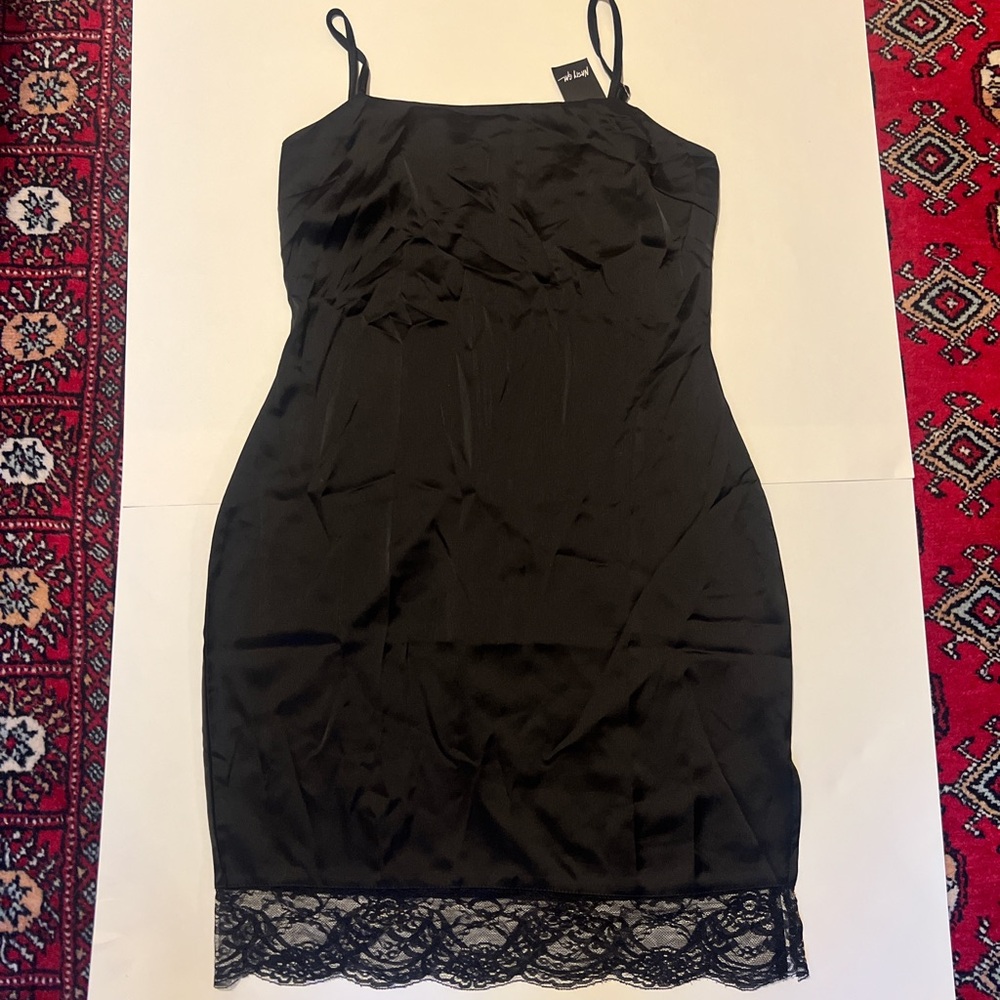 Nasty Gal Lace Trim Black Dress